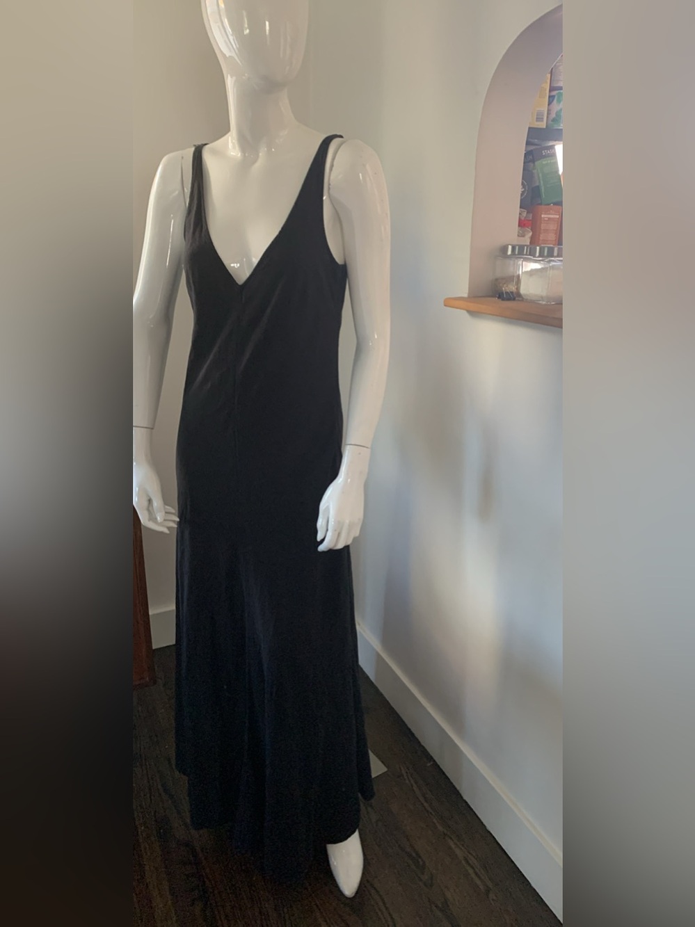 Roots Classic Black V-Neck Linen Blend Maxi Dress